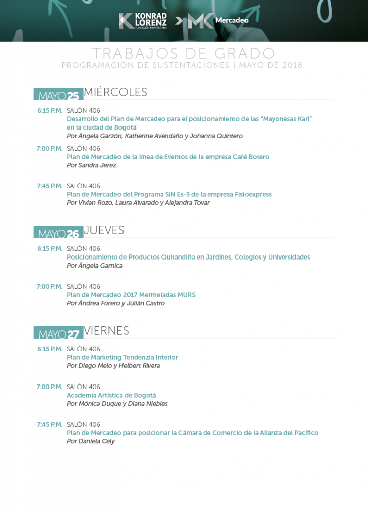 Sustentaciones de Proyectos de Grado de Mercadeo1