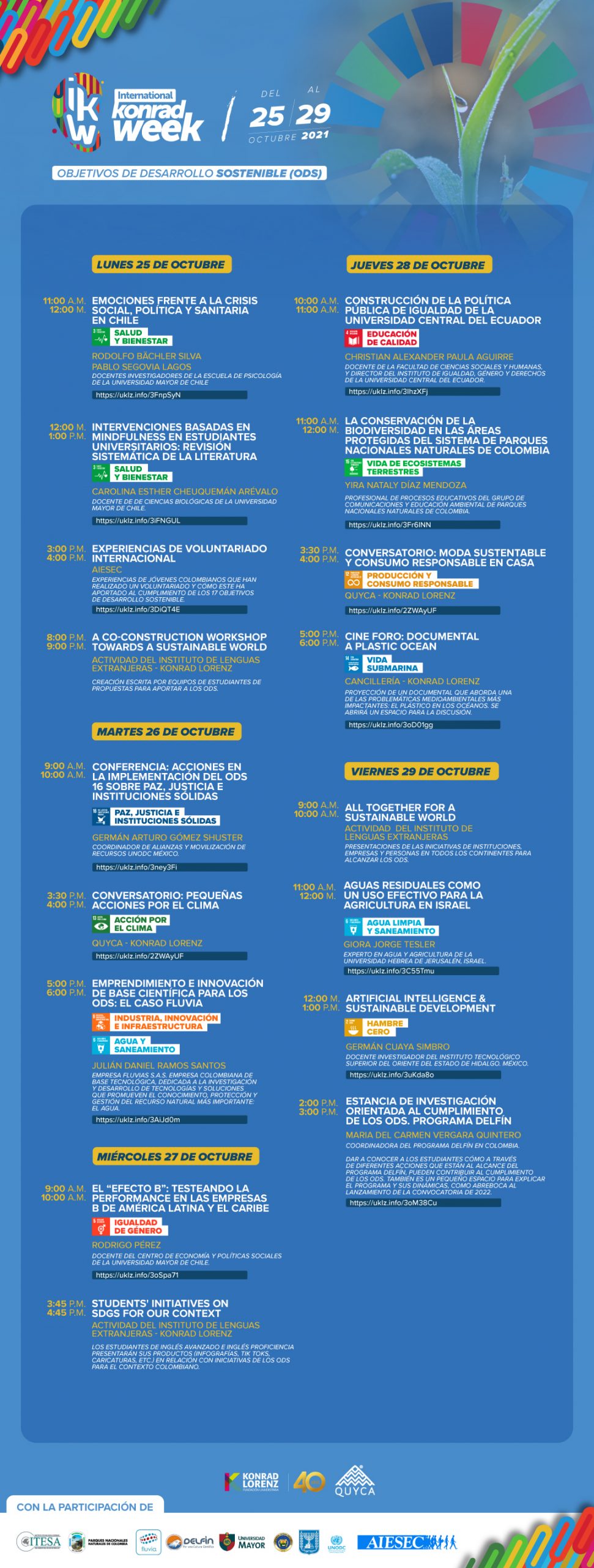 Agenda XIV Semana Internacional - International Konrad Week 2021 Objetivos de Desarrollo Sostenible (ODS)